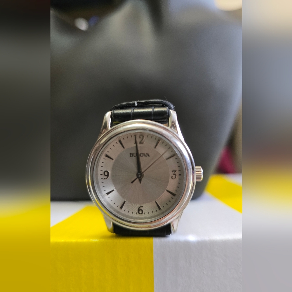 Bulova Silver and Black Watch